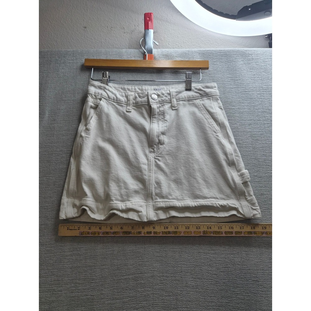 Lee Carpenter Skirt Womens 4 White Denim Cotton Stretch Hammer Loop Workwear